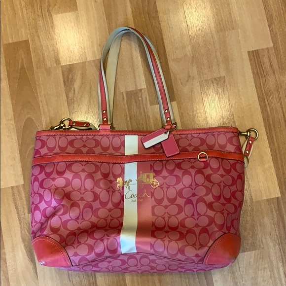 pink coach diaper bag